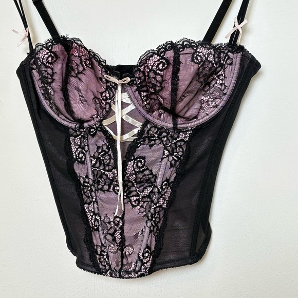 Mesh Lace Bow Corset with Underwire Bra - Picture 7 of 13